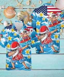 Christmas In July Dabbing Santa Surfing Beach Summer Funny Hawaiian Shirt Ideas Gift