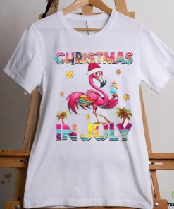 Christmas In July Flamingo Beach Summer Hawaii Girls Womens T Shirt