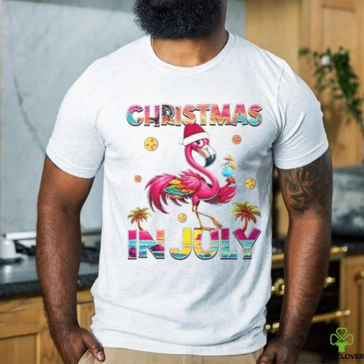 Christmas In July Flamingo Beach Summer Hawaii Girls Womens T Shirt