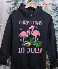 Christmas In July Pink Flamingo Wearing Santa Hat Gift Kids T Shirt