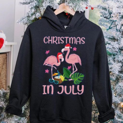 Christmas In July Pink Flamingo Wearing Santa Hat Gift Kids T Shirt