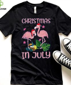 Christmas In July Pink Flamingo Wearing Santa Hat Gift Kids T Shirt