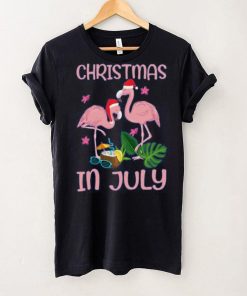 Christmas In July Pink Flamingo Wearing Santa Hat Gift Kids T Shirt
