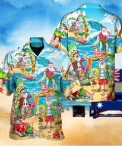 Christmas In July Santa Claus Surfing Hawaii Shirt