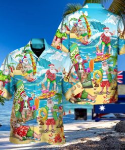 Christmas In July Santa Claus Surfing Hawaii Shirt