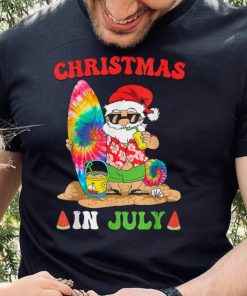 Christmas In July Santa Tie Dye Summer Surf Surfing Surfer T Shirt