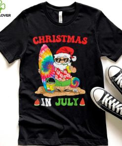 Christmas In July Santa Tie Dye Summer Surf Surfing Surfer T Shirt