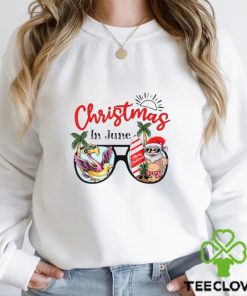 Christmas In June Sunglasses Santa Flamingo Summer Vacation T Shirt