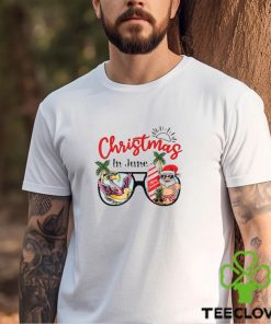 Christmas In June Sunglasses Santa Flamingo Summer Vacation T Shirt