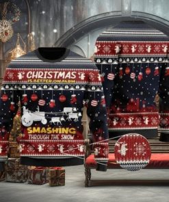 Christmas Is Better On Farm Smashing Through The Snow For Farmer Ugly Christmas Sweater For Men & Women