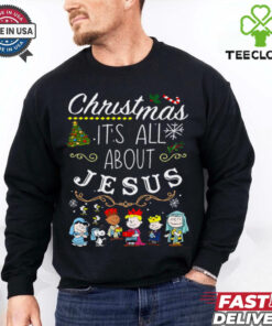 Christmas It_s All About Jesus Nativity Peanuts Characters T Shirt
