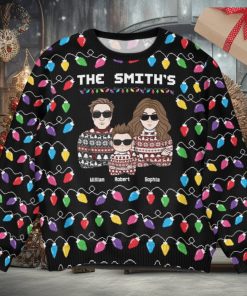 Christmas Led Light Family Funny   Personalized Ugly Sweater