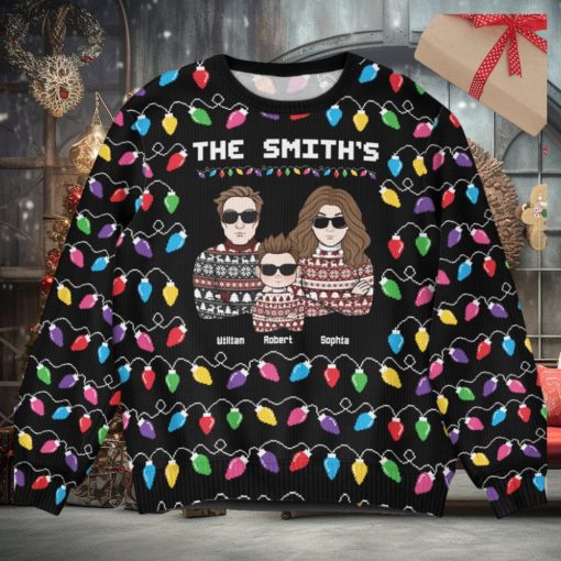Christmas Led Light Family Funny   Personalized Ugly Sweater