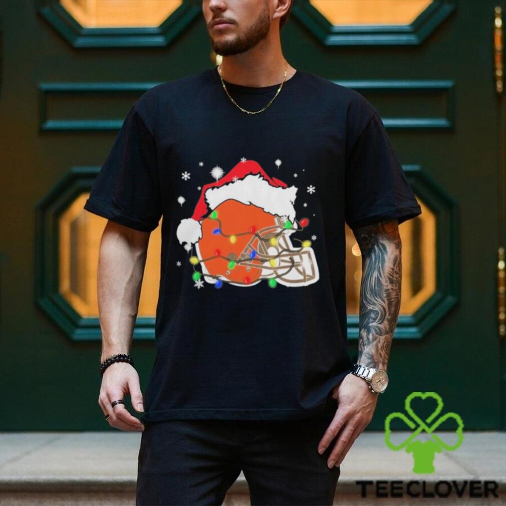 Christmas Light Santa Hat Cleveland Browns Logo Shirt Christmas Light Santa Hat Cleveland Browns Logo Shirt