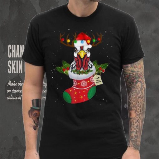 Christmas Lights Chicken Santa Funny Xmas Tree Chicken Shirt