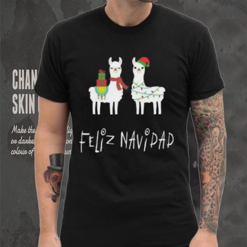 Christmas Llama Feliz Navidad Spanish Alpaca Long T Shirt