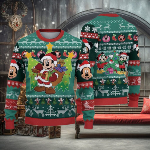 Christmas Mickey Santa Ugly Sweater, Mickey And Minnie Funny Sweater, Magic Kingdom Shirt, Mickey Mouse Holiday Sweater, Gift For Fan