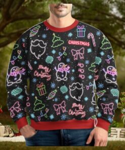 Christmas Neon Lighting Ugly Sweater, Santa Claus Holiday Sweater