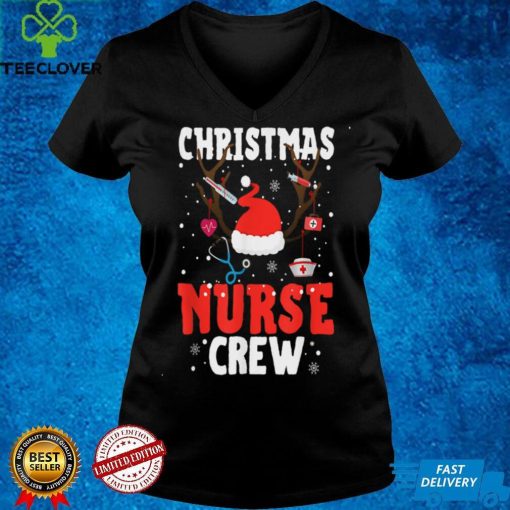 Christmas Nurse Crew Funny Reindeer Santa Hat Nurse Nursing T Shirt 2