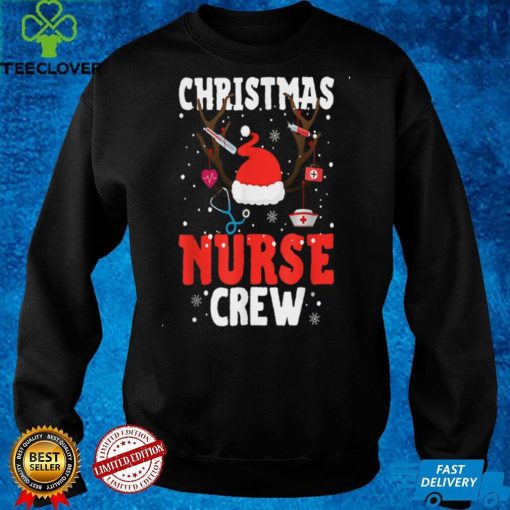 Christmas Nurse Crew Funny Reindeer Santa Hat Nurse Nursing T Shirt 2