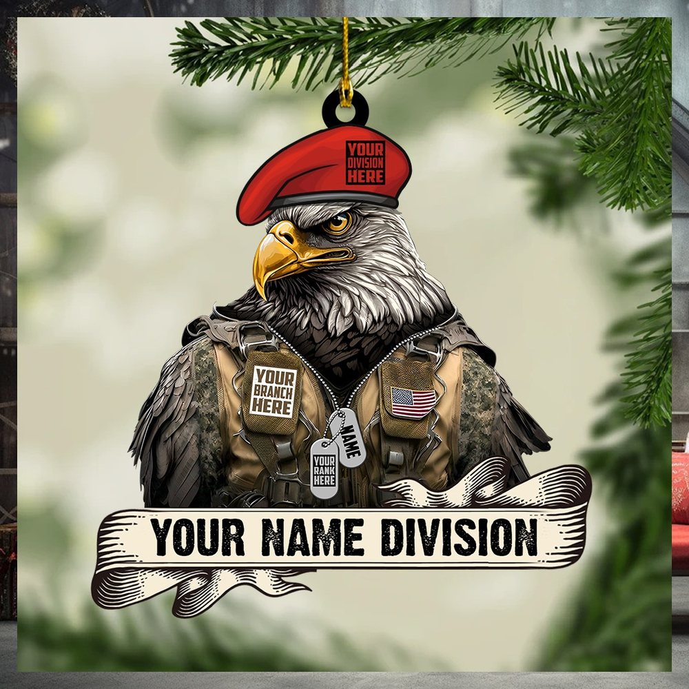 Christmas Ornament Eagle Soldier Personalized Acrylic Ornament Gift For Veterans K1702 Christmas Ornament Eagle Soldier Personalized Acrylic Ornament Gift For Veterans K1702