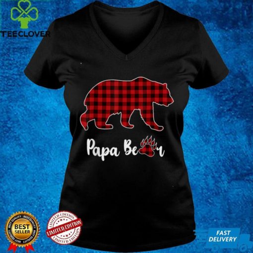 Christmas Pajama Matching Family Red Plaid Papa Bear T Shirt