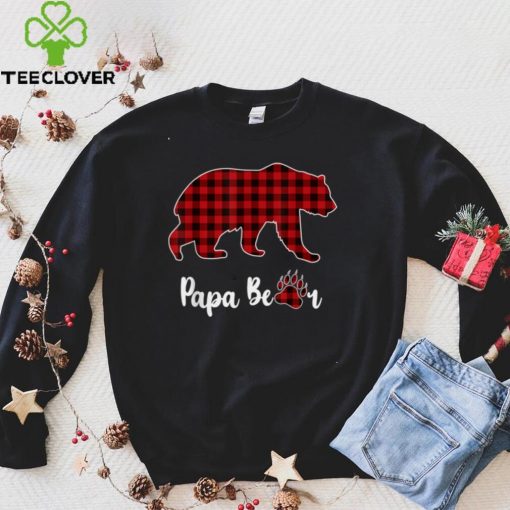 Christmas Pajama Matching Family Red Plaid Papa Bear T Shirt