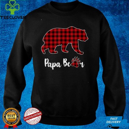 Christmas Pajama Matching Family Red Plaid Papa Bear T Shirt