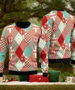 Christmas Patchwork Fabric Seamless Pattern Ugly Christmas Sweater Funny Gift For Men And Women Family Holidays