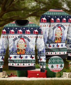 Christmas Patterns And Lovely Santa Claus Texas Merry Christmas Gift For Christmas Ugly Christmas Sweater