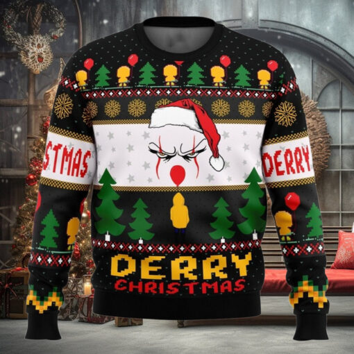 Christmas Pennywise IT Movie Ugly Sweater, Horror Clown Xmas Sweater