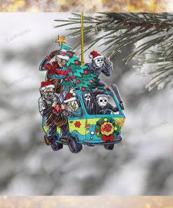 Christmas Pine Tree Horror Squad On Bus Ornament