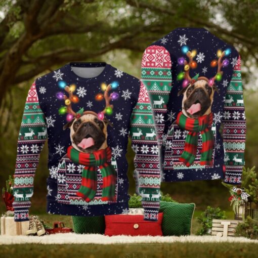Christmas Pug Dog Ugly Sweater, Dog Lover Holiday Sweater