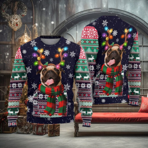 Christmas Pug Dog Ugly Sweater, Dog Lover Holiday Sweater