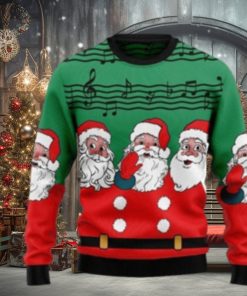 Christmas Santa Claus And Music Notes Ugly Christmas Sweater 3D Gift Christmas Funny
