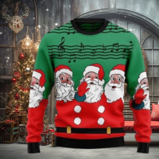Christmas Santa Claus And Music Notes Ugly Christmas Sweater 3D Gift Christmas Funny
