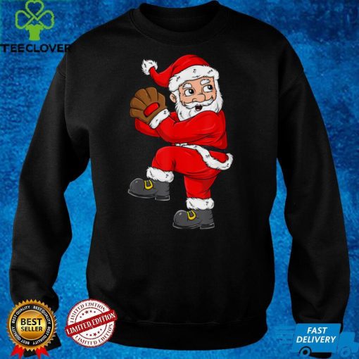 Christmas Santa Claus Baseball Pitcher Boys Kids Teens Xmas T Shirt