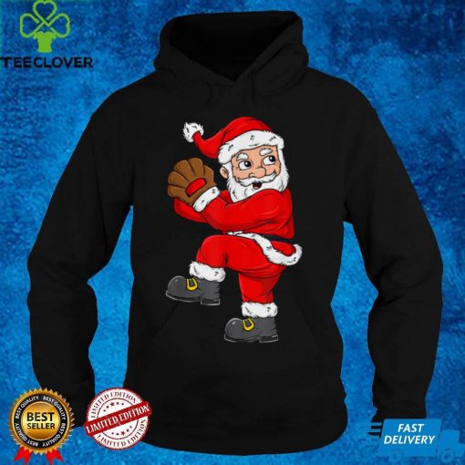 Christmas Santa Claus Baseball Pitcher Boys Kids Teens Xmas T Shirt