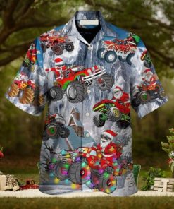 Christmas Santa Claus Riding Red Truck Hawaiian Shirt