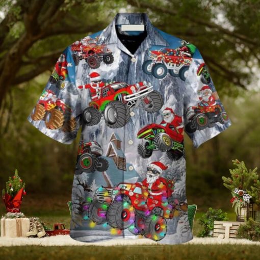 Christmas Santa Claus Riding Red Truck Hawaiian Shirt