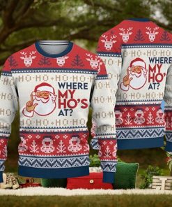 Christmas Santa Claus Where My Hos At Couple 3D Sweater