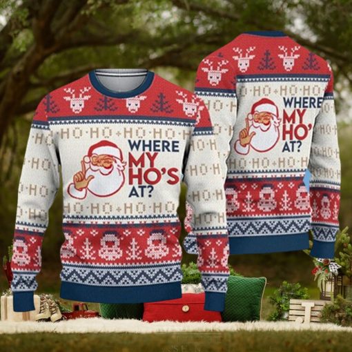 Christmas Santa Claus Where My Hos At Couple 3D Sweater