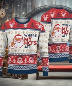 Christmas Santa Claus Where My Hos At Couple 3D Sweater