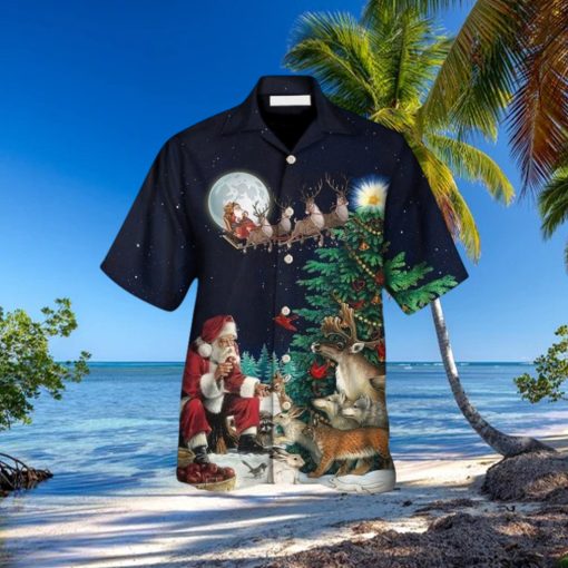 Christmas Santa Giving Christmas For Everyone Christmas Night Hawaii Shirt