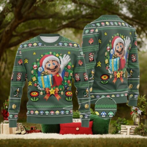 Christmas Santa Mario Ugly Sweater, Cute Superhero Holiday Sweater, Family Christmas Sweater, Retro Video Game Sweater, Gift For Gamer