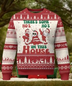 Christmas Santa Ugly Christmas Sweater Theres Some Hos In This House Funny Xmas