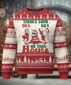 Christmas Santa Ugly Christmas Sweater Theres Some Hos In This House Funny Xmas