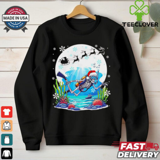 Christmas Santa skeletons scuba diving lovers shirt
