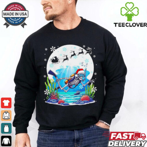 Christmas Santa skeletons scuba diving lovers shirt