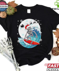 Christmas Santa skeletons surfing lovers shirt